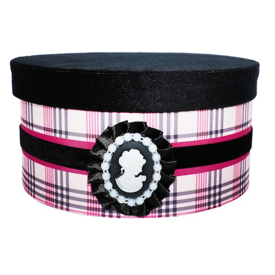 Large Pink &#x26; Black Round Decorative Box by Ashland&#xAE;